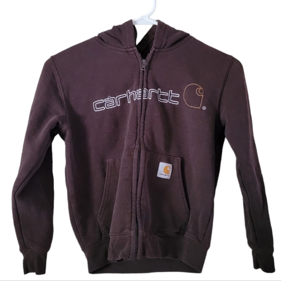 Carhartt full zip hoodie brown boys size 6 - Picture 1 of 8